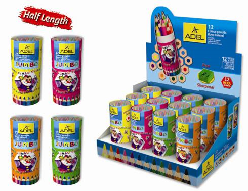 Товар дня: специальное предложение на карандаши ADEL JUMBO COLOUR 12 цветов в тубусе!