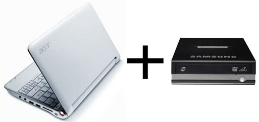 К нетбуку Acer внешний привод в подарок!