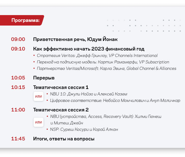 Программа Veritas Channel Summit