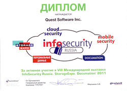 MERLION jointly with Quest Software participated in the VIII international InfoSecurityRussia 2011 expo