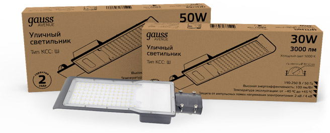 уличные светильники Gauss серии Avenue 4000К КСС «Ш»