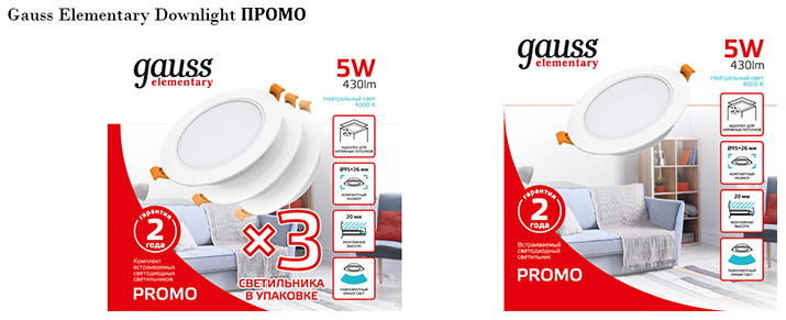 Даунлайты Gauss Elementary