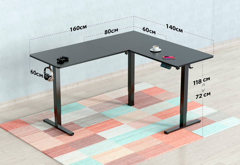 Cactus представляет новинку: угловой компьютерный стол CS-EDXL-BBK