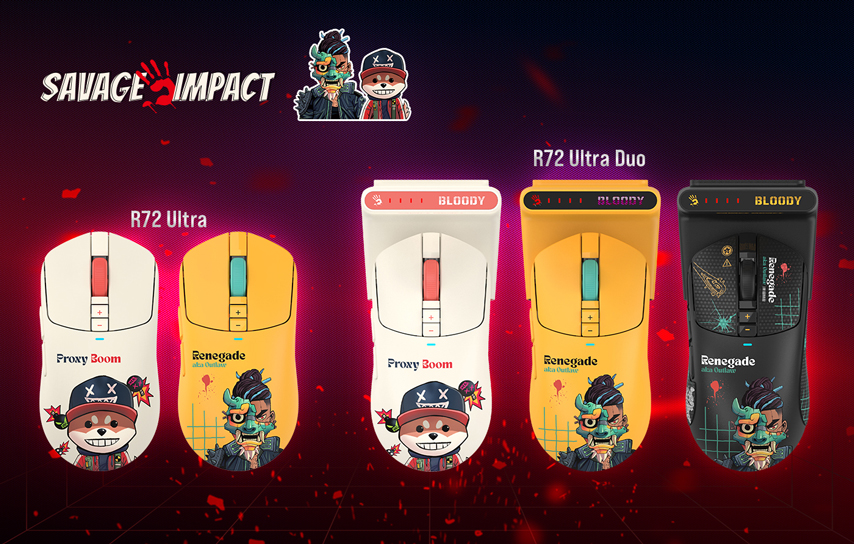 Коллаборация Bloody x Savage Impact: игровые мыши R72 Ultra, R72 Ultra Duo