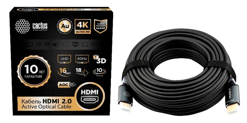 Кабели CACTUS для любых задач: HDMI AOC, DisplayPort и переходники