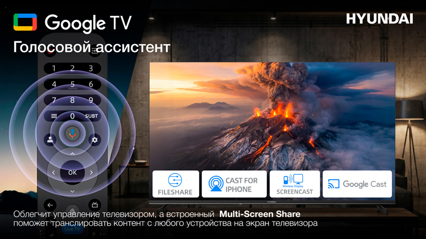 Телевизоры HYUNDAI на ОС Google TV с умной настройкой качества звука и изображения